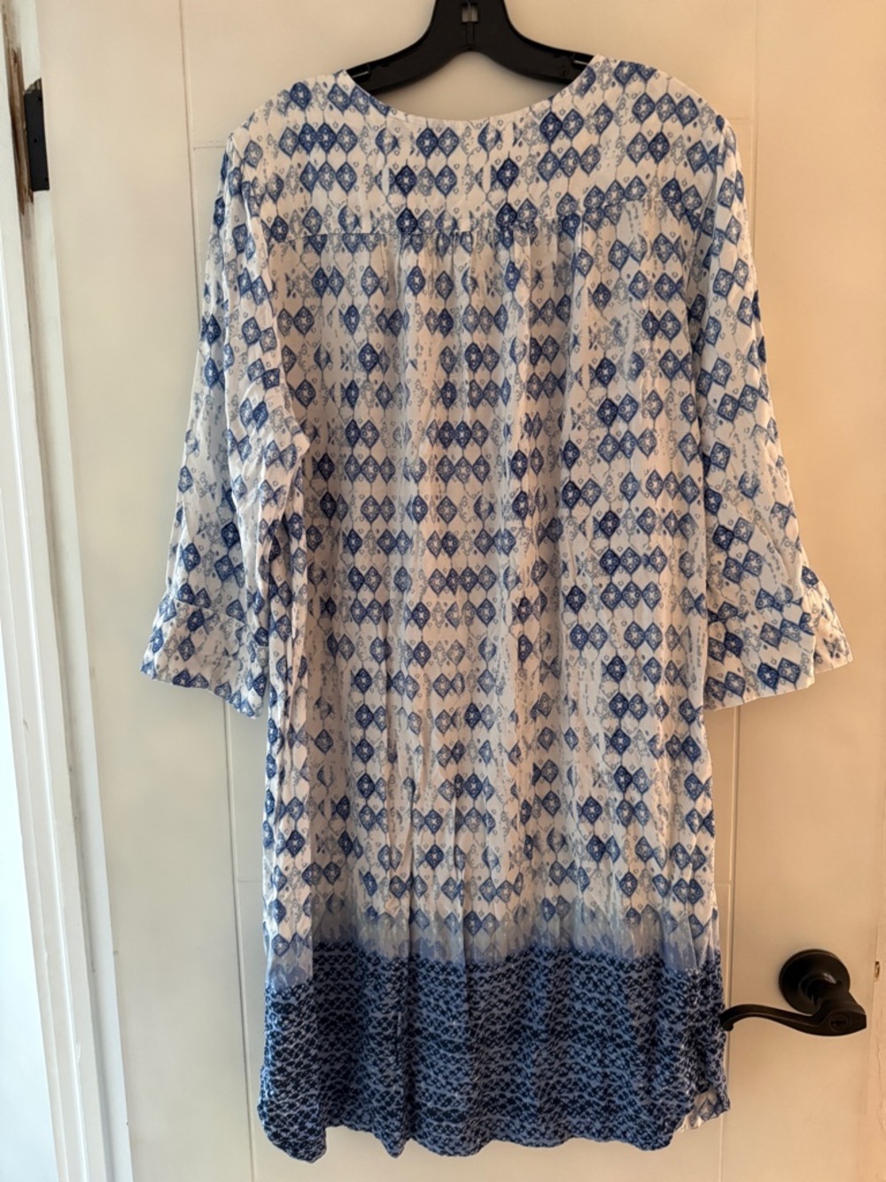 Faded Glory White and Blue Printed Long Sleeve Tunic Dress - Picture 5 of 5